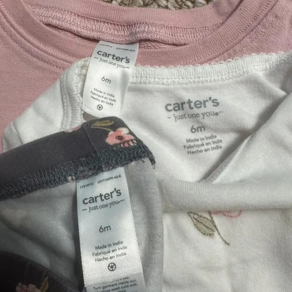 Carter's Just One You Baby Girl 3pc Set Pink Sweater Floral Bodysuit 6 Months